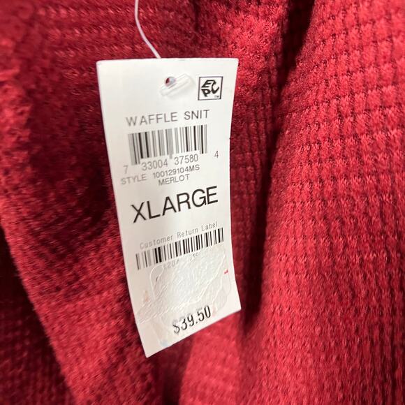 NEW! Style & Co Waffle Knit Loose Fit Soft Slub Tee Long Sleeve Red - XL - Picture 5 of 5